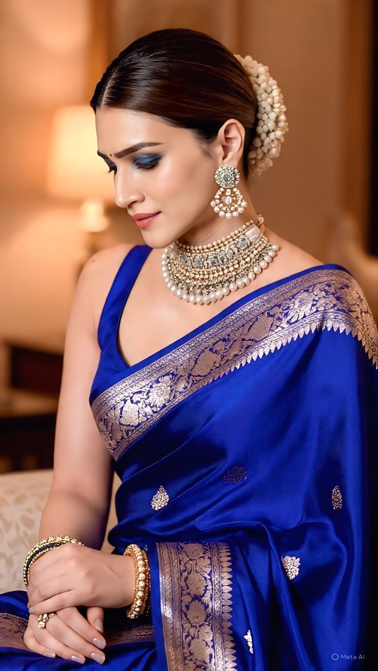 Blue silk saree